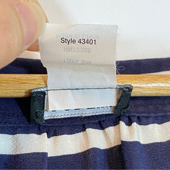J. Crew 100% Silk dress, navy & white stripe, sheer dress, size XS - Picture 6 of 7